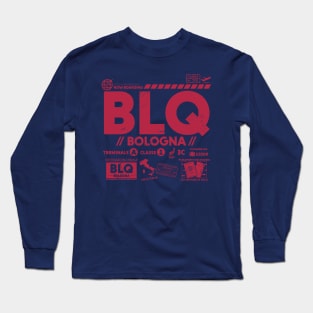 Vintage Bologna BLQ Airport Code Travel Day Retro Travel Tag Italy Long Sleeve T-Shirt